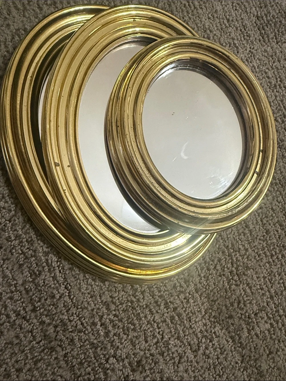 Home Interiors Set of Three Gold Oval Wall Mirrors - Polished Frame
